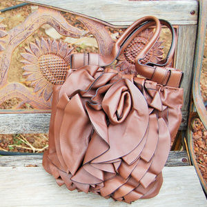 Valentino "Rose Vertigo" Brown Nappa Leather Hobo